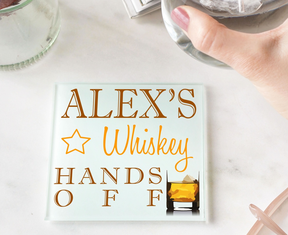 Personalised Whiskey Glass Gift Drinks Coaster